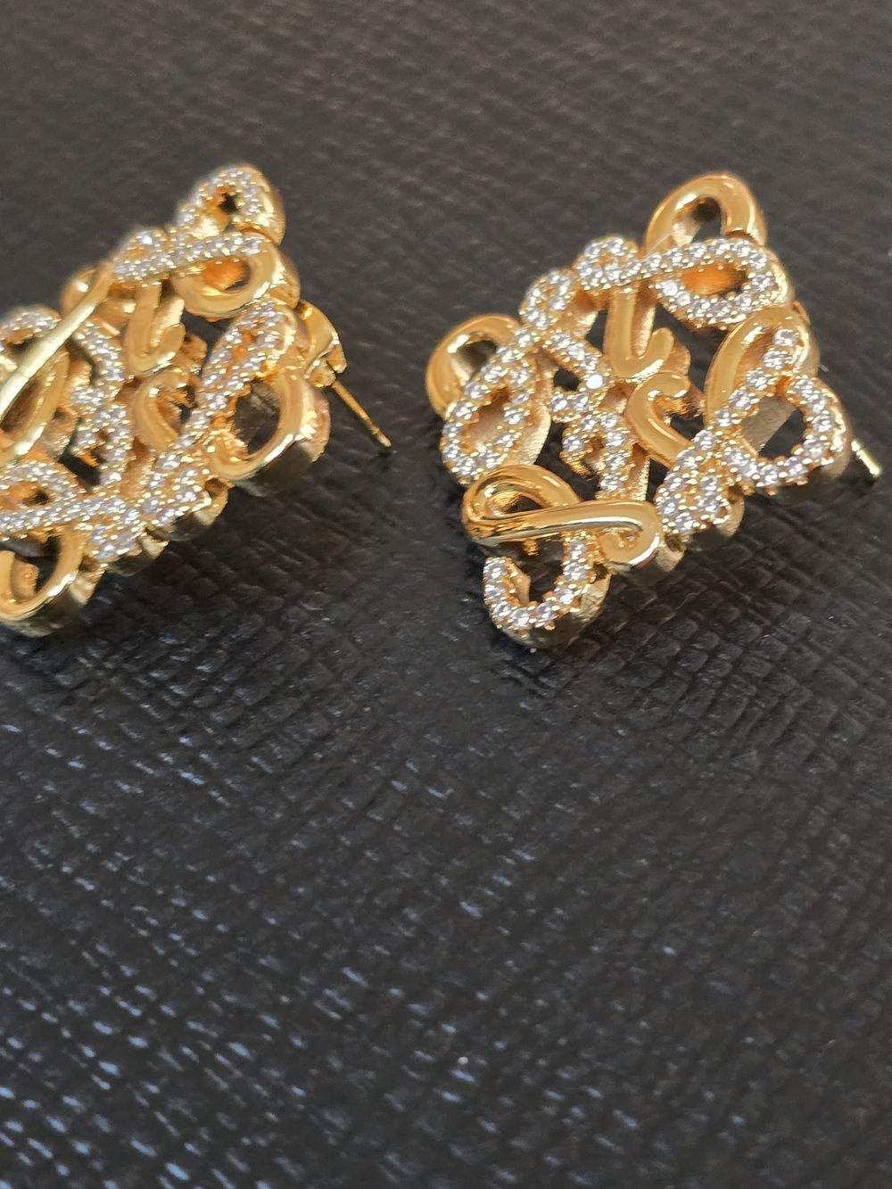 Loewe 18kgp Loewe Gold Crystal Filigree Earrings - Women Jewelry - Picture 4 of 10